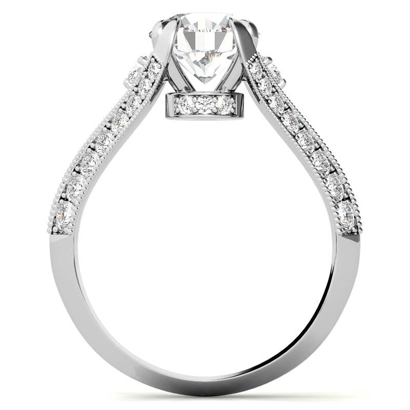 Round Split Shank Milgrain Moissanite Engagement Ring