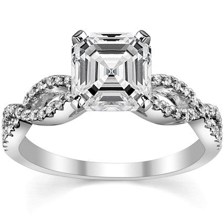 Round Diamond & Moissanite Infinity Style Engagement Ring