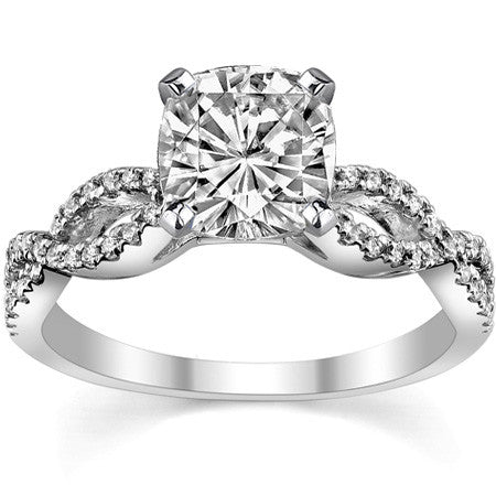 Round Diamond & Moissanite Infinity Style Engagement Ring