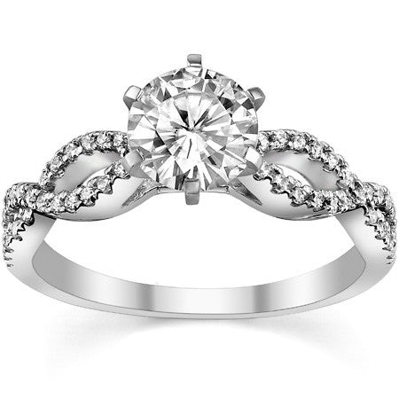 Round Diamond & Moissanite Infinity Style Engagement Ring