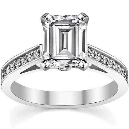 Round Brilliant Moissanite Scroll Cathedral Engagement Ring