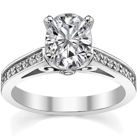 Round Brilliant Moissanite Scroll Cathedral Engagement Ring