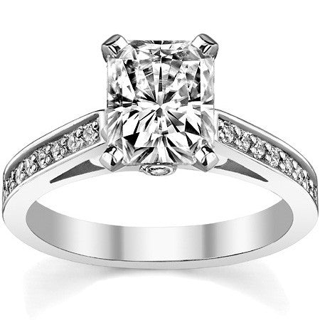 Round Brilliant Moissanite Scroll Cathedral Engagement Ring