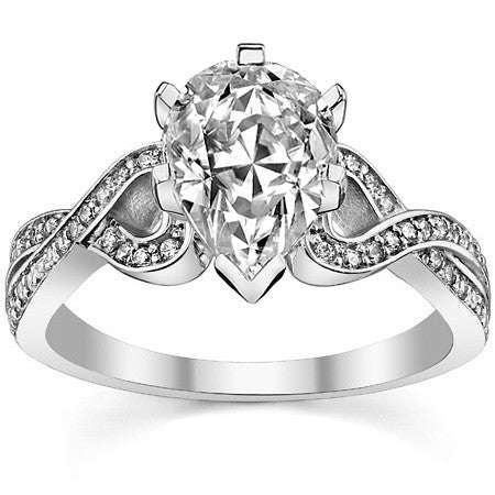 Round Diamond & Moissanite Split Shank Heart Engagement Ring
