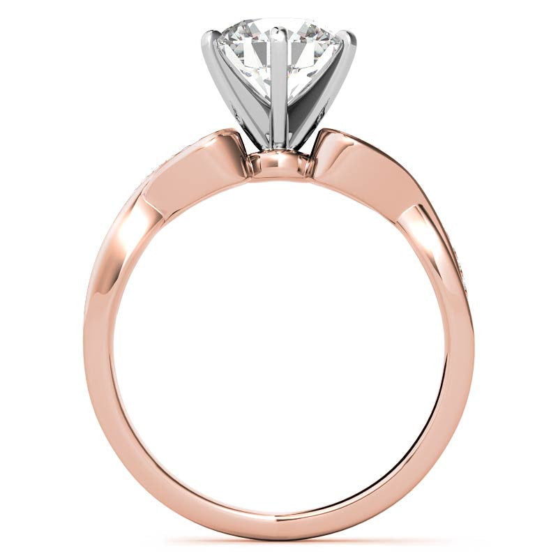 Round Diamond & Moissanite Split Shank Heart Engagement Ring