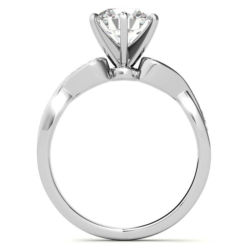 Round Diamond & Moissanite Split Shank Heart Engagement Ring
