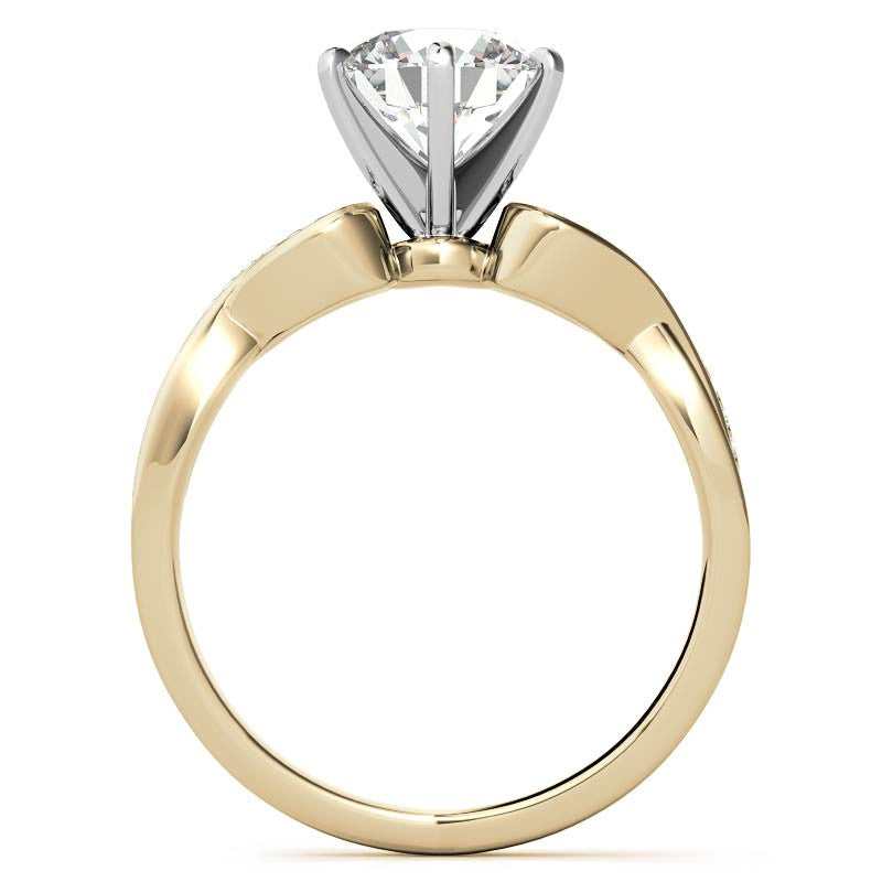 Round Diamond & Moissanite Split Shank Heart Engagement Ring