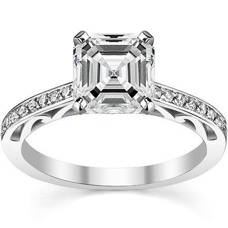 Round Brilliant Moissanite Scroll Engagement Ring