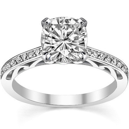 Round Brilliant Moissanite Scroll Engagement Ring