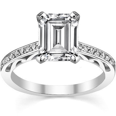 Round Brilliant Moissanite Scroll Engagement Ring