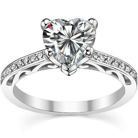 Round Brilliant Moissanite Scroll Engagement Ring