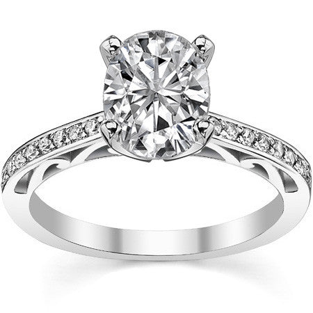 Round Brilliant Moissanite Scroll Engagement Ring