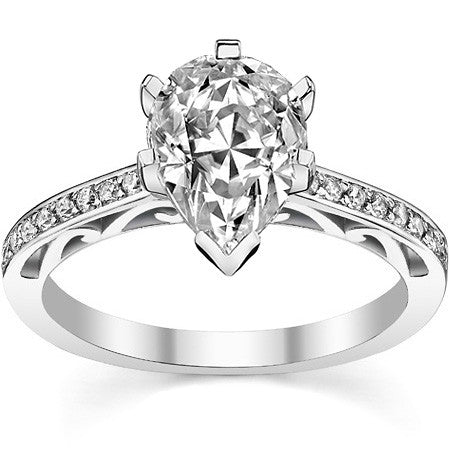 Round Brilliant Moissanite Scroll Engagement Ring