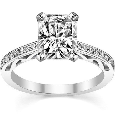 Round Brilliant Moissanite Scroll Engagement Ring