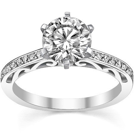 Round Brilliant Moissanite Scroll Engagement Ring