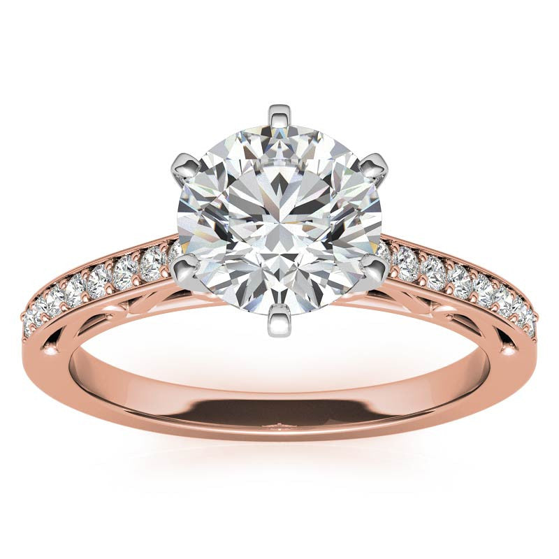 Round Brilliant Moissanite Scroll Engagement Ring