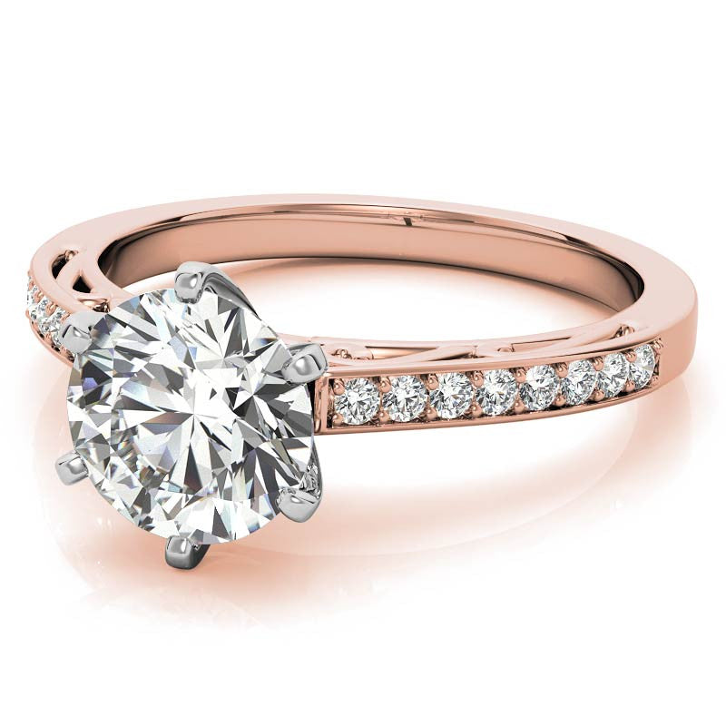 Round Brilliant Moissanite Scroll Engagement Ring