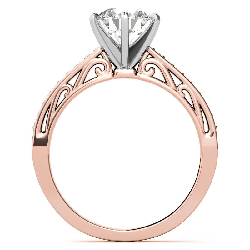 Round Brilliant Moissanite Scroll Engagement Ring