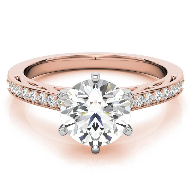 Round Brilliant Moissanite Scroll Engagement Ring