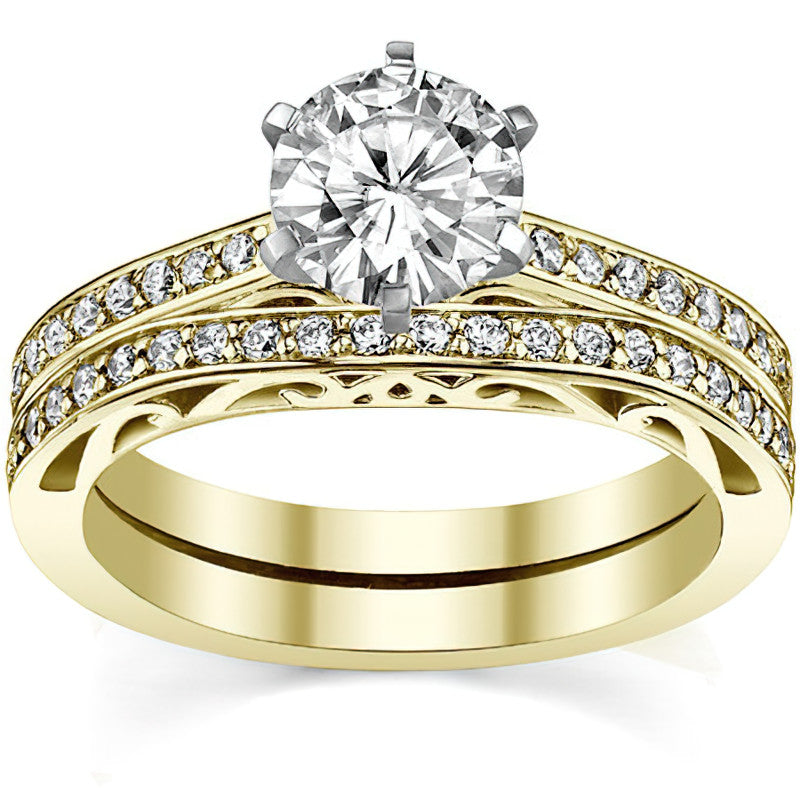 Round Brilliant Moissanite Scroll Engagement Ring