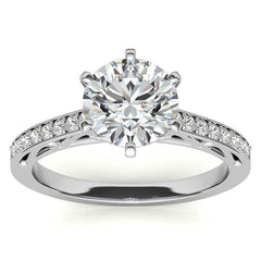 Round Brilliant Moissanite Scroll Engagement Ring