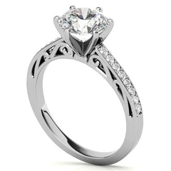 Round Brilliant Moissanite Scroll Engagement Ring