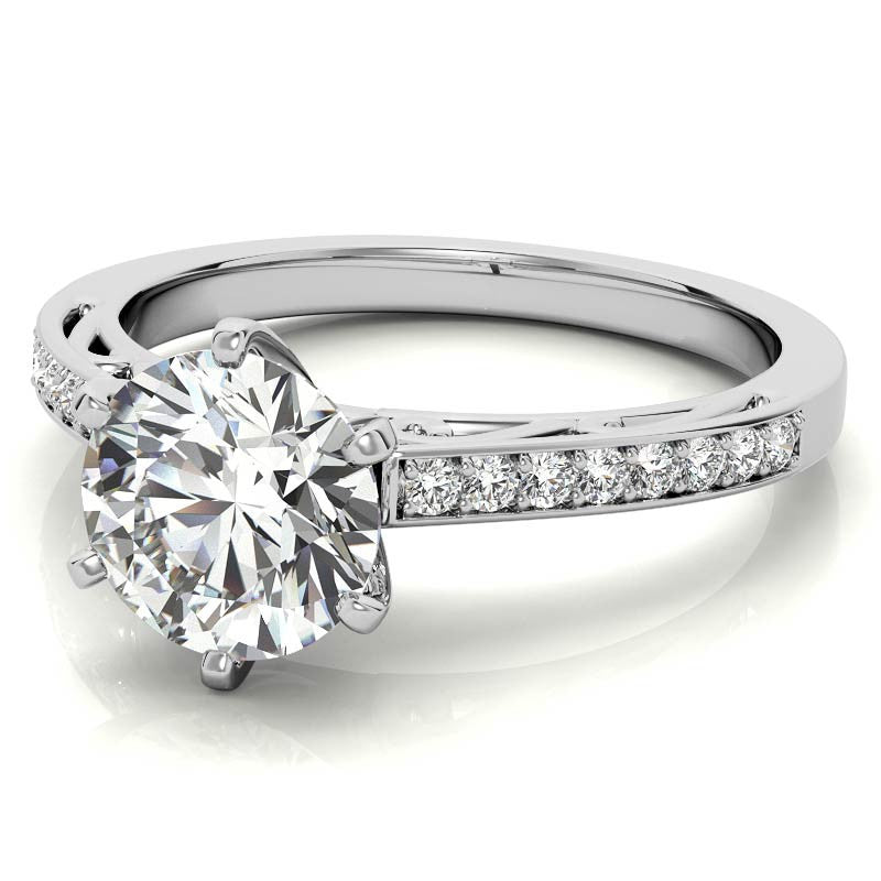 Round Brilliant Moissanite Scroll Engagement Ring