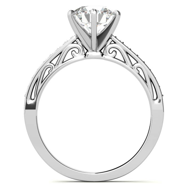 Round Brilliant Moissanite Scroll Engagement Ring