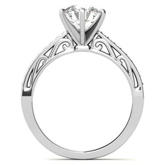 Round Brilliant Moissanite Scroll Engagement Ring