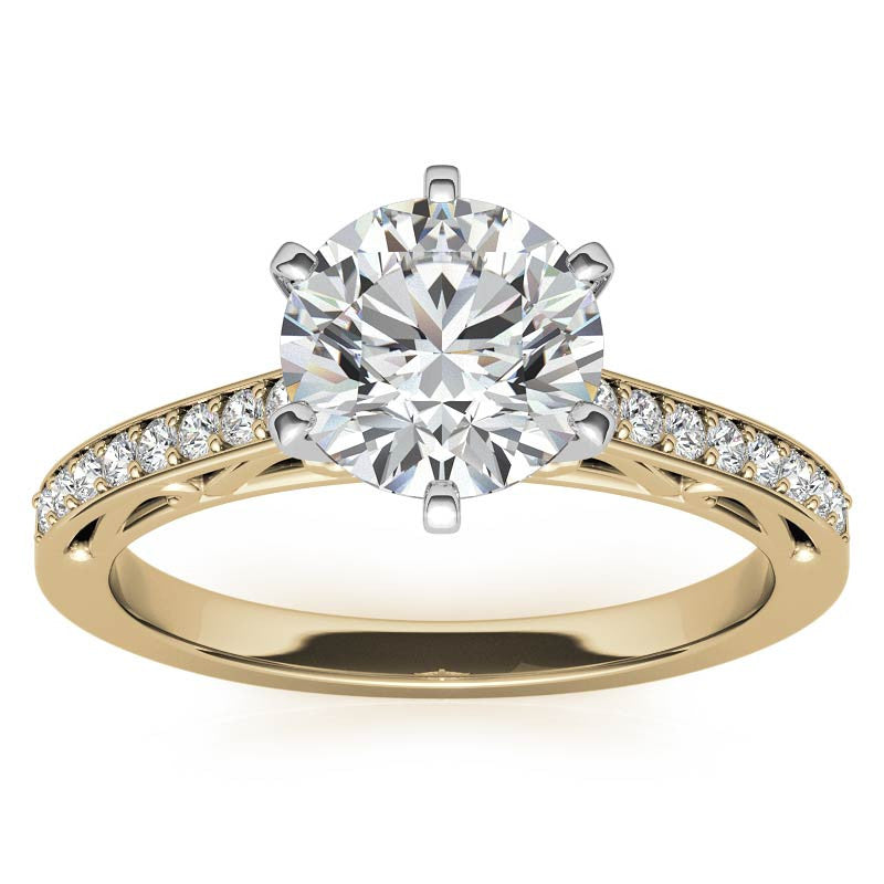 Round Brilliant Moissanite Scroll Engagement Ring