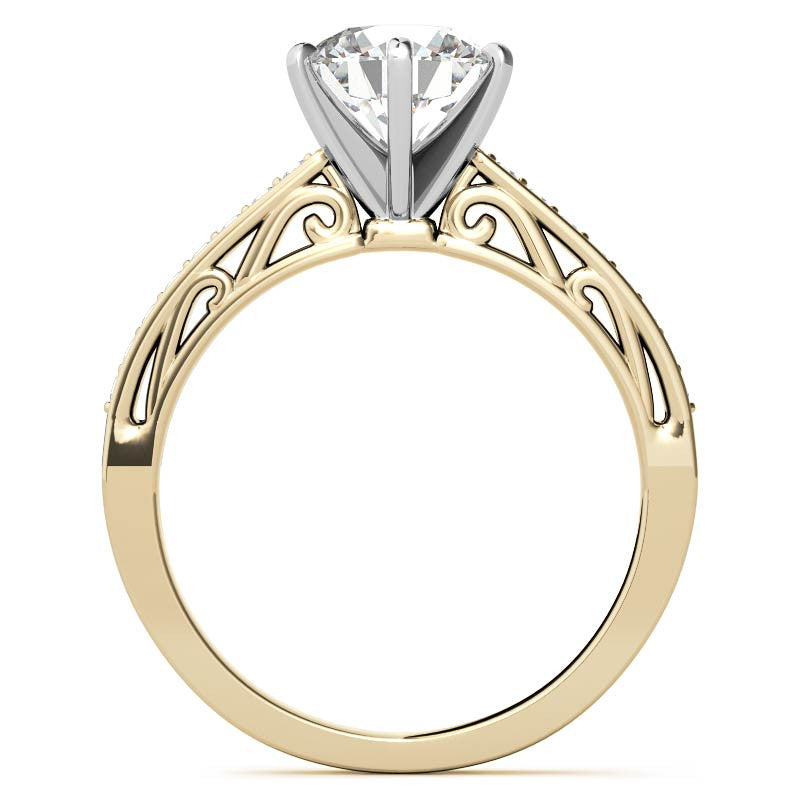 Round Brilliant Moissanite Scroll Engagement Ring