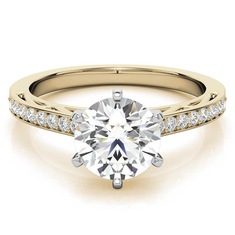 Round Brilliant Moissanite Scroll Engagement Ring