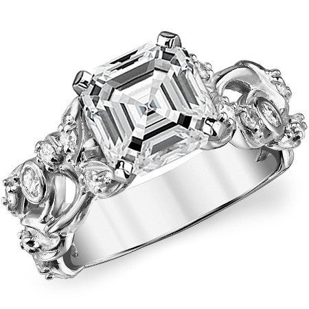 Round Brilliant Moissanite Floral Engagement Ring Setting