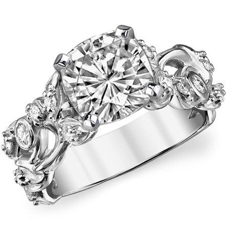 Round Brilliant Moissanite Floral Engagement Ring Setting