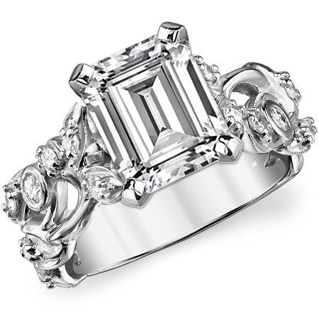 Round Brilliant Moissanite Floral Engagement Ring Setting