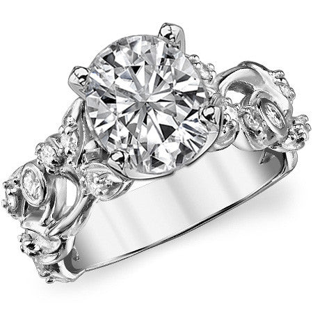 Round Brilliant Moissanite Floral Engagement Ring Setting