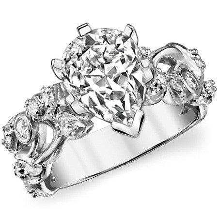 Round Brilliant Moissanite Floral Engagement Ring Setting