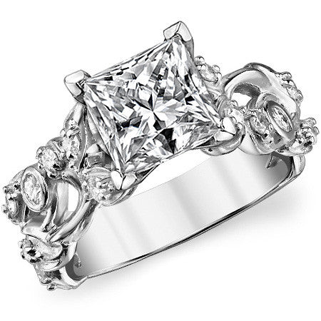 Round Brilliant Moissanite Floral Engagement Ring Setting