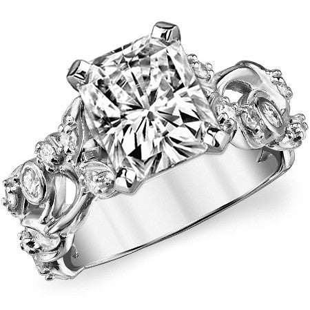 Round Brilliant Moissanite Floral Engagement Ring Setting