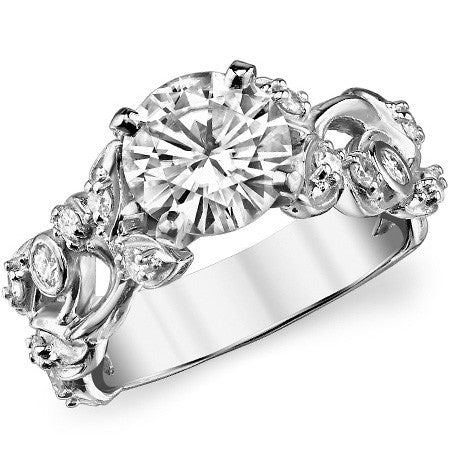 Round Brilliant Moissanite Floral Engagement Ring Setting
