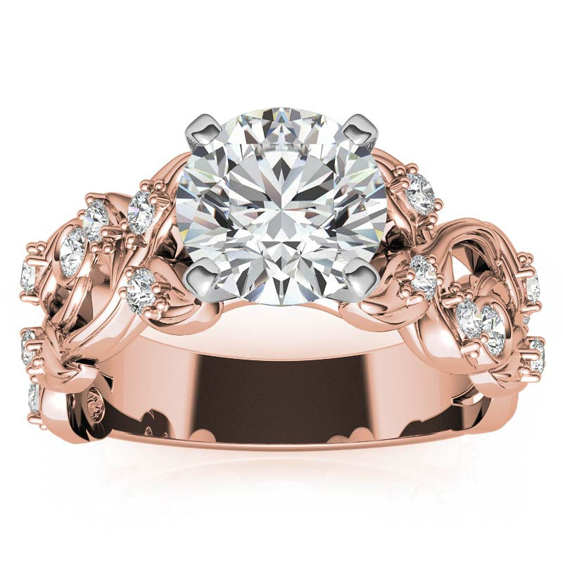Round Brilliant Moissanite Floral Engagement Ring Setting