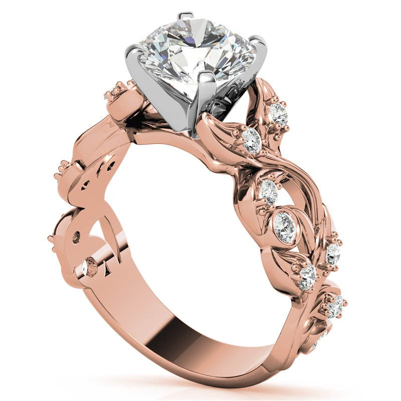 Round Brilliant Moissanite Floral Engagement Ring Setting