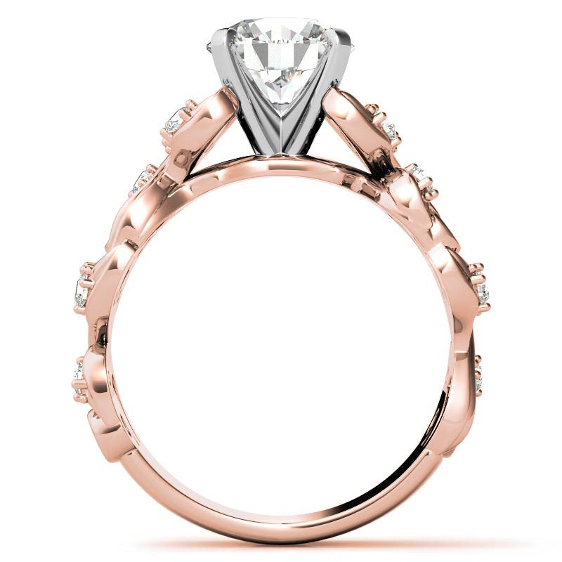 Round Brilliant Moissanite Floral Engagement Ring Setting