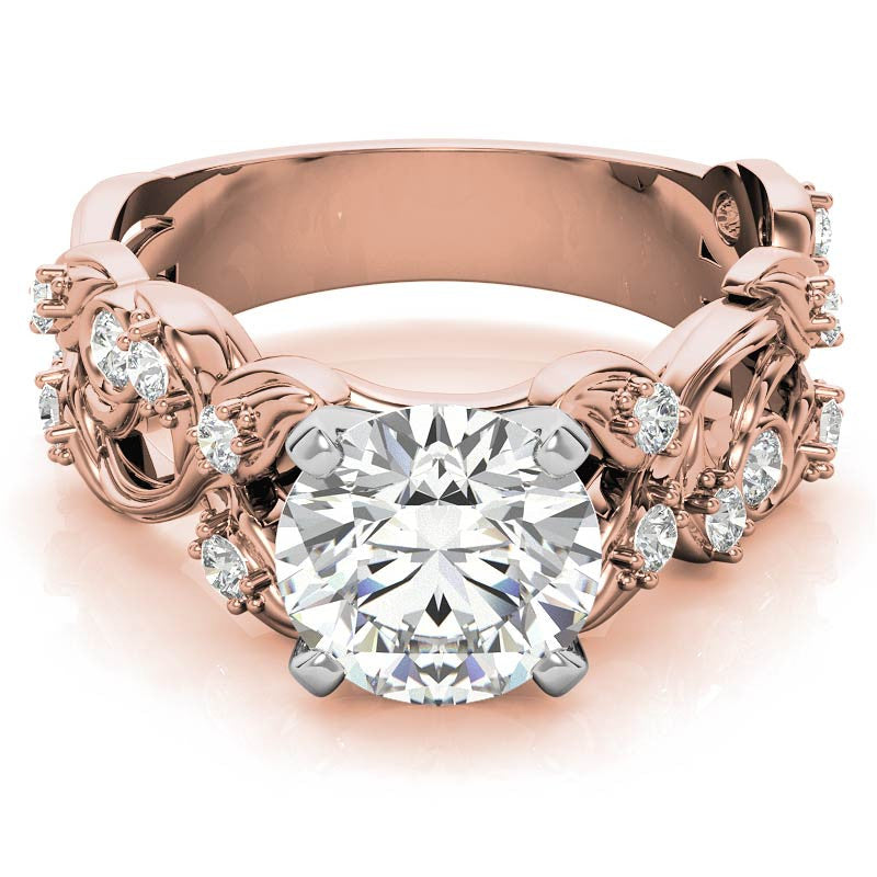 Round Brilliant Moissanite Floral Engagement Ring Setting