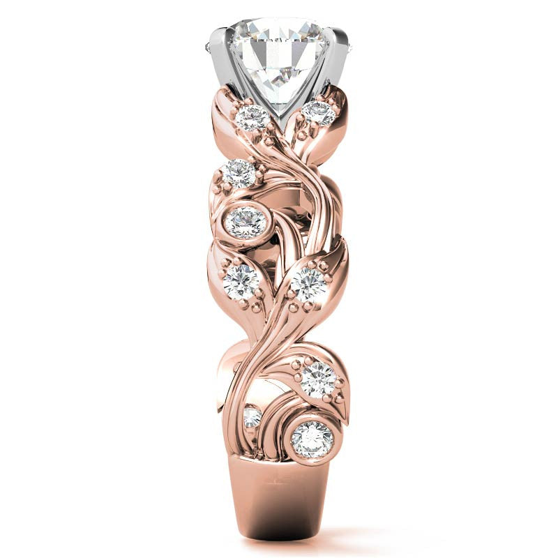 Round Brilliant Moissanite Floral Engagement Ring Setting