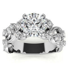 Round Brilliant Moissanite Floral Engagement Ring Setting