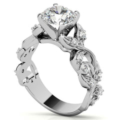 Round Brilliant Moissanite Floral Engagement Ring Setting