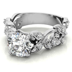 Round Brilliant Moissanite Floral Engagement Ring Setting