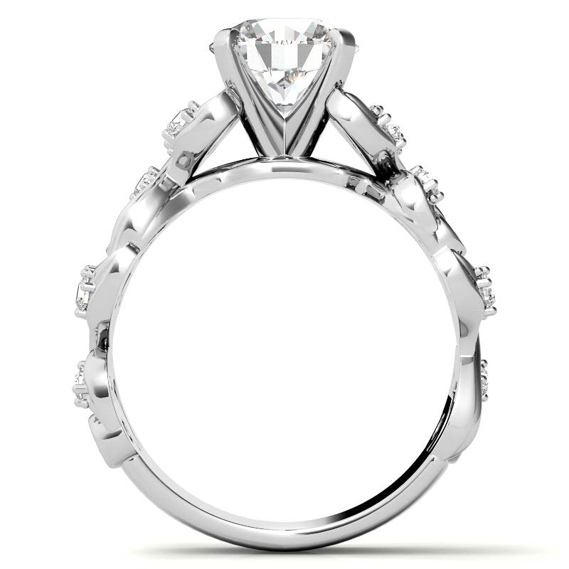 Round Brilliant Moissanite Floral Engagement Ring Setting