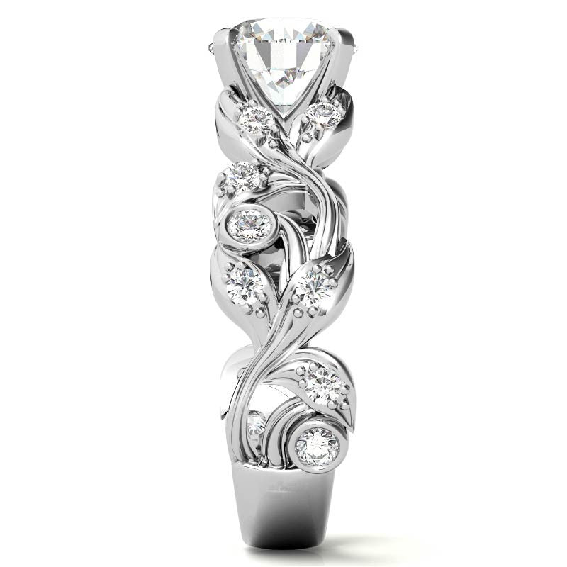 Round Brilliant Moissanite Floral Engagement Ring Setting